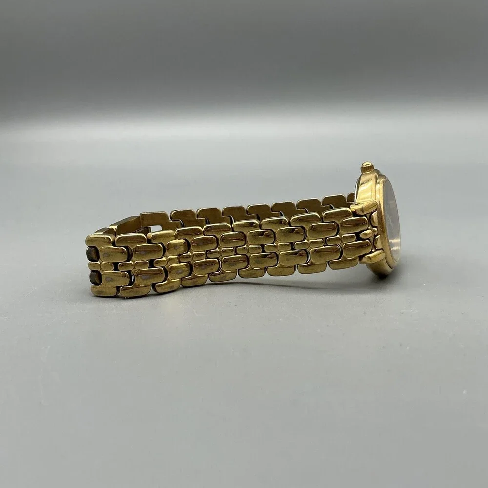 Bulova Womens Watch 24mm Black Dial Gold Tone Bracelet Diamond New Battery 6.75